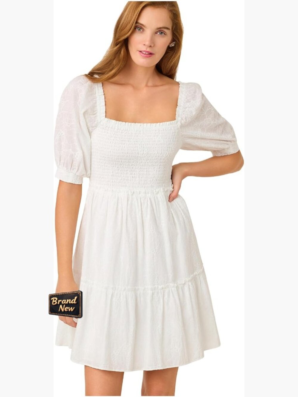 Smocked Fit & Flare Mini Dress with Pockets